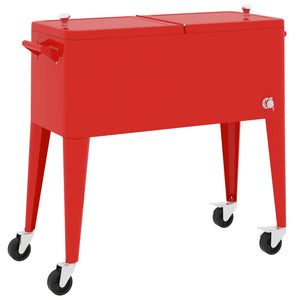 Carrello Porta Ghiaccio su Ruote Rosso 92x43x89 cm 93743