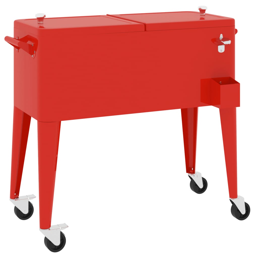 Carrello Porta Ghiaccio su Ruote Rosso 92x43x89 cm 93743