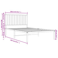 Giroletto con Testiera Metallo Bianco 100x200 cm 350926