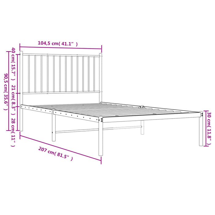 Giroletto con Testiera Metallo Bianco 100x200 cm 350926