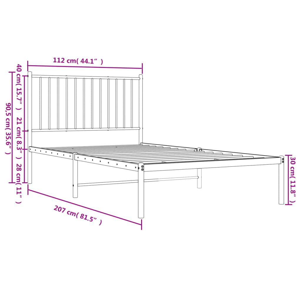 Giroletto con Testiera Metallo Bianco 107x203 cm 350927