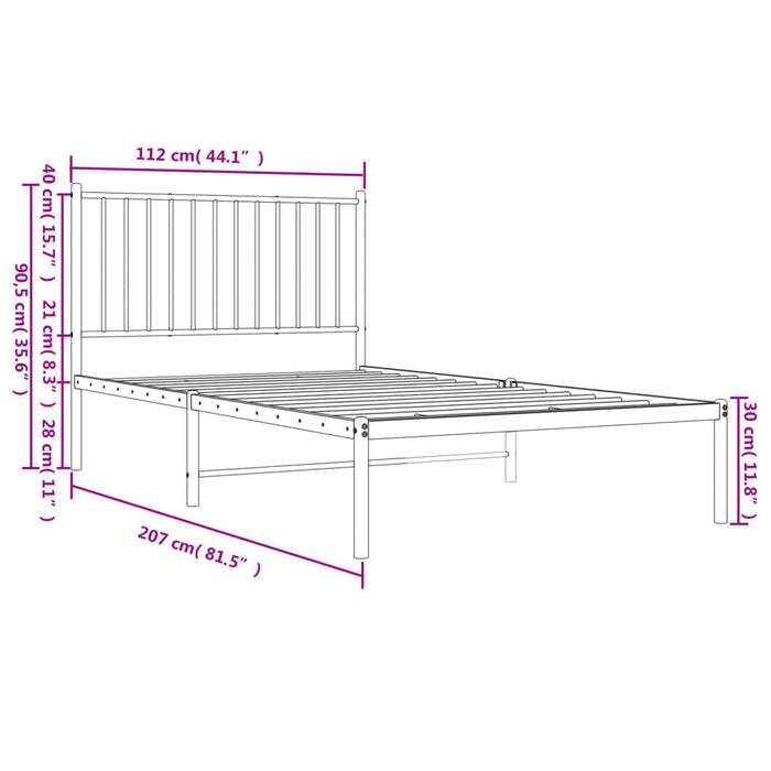 Giroletto con Testiera Metallo Bianco 107x203 cm 350927