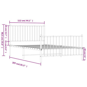 Giroletto con Testiera e Pediera Metallo Bianco 107x203 cm 350945