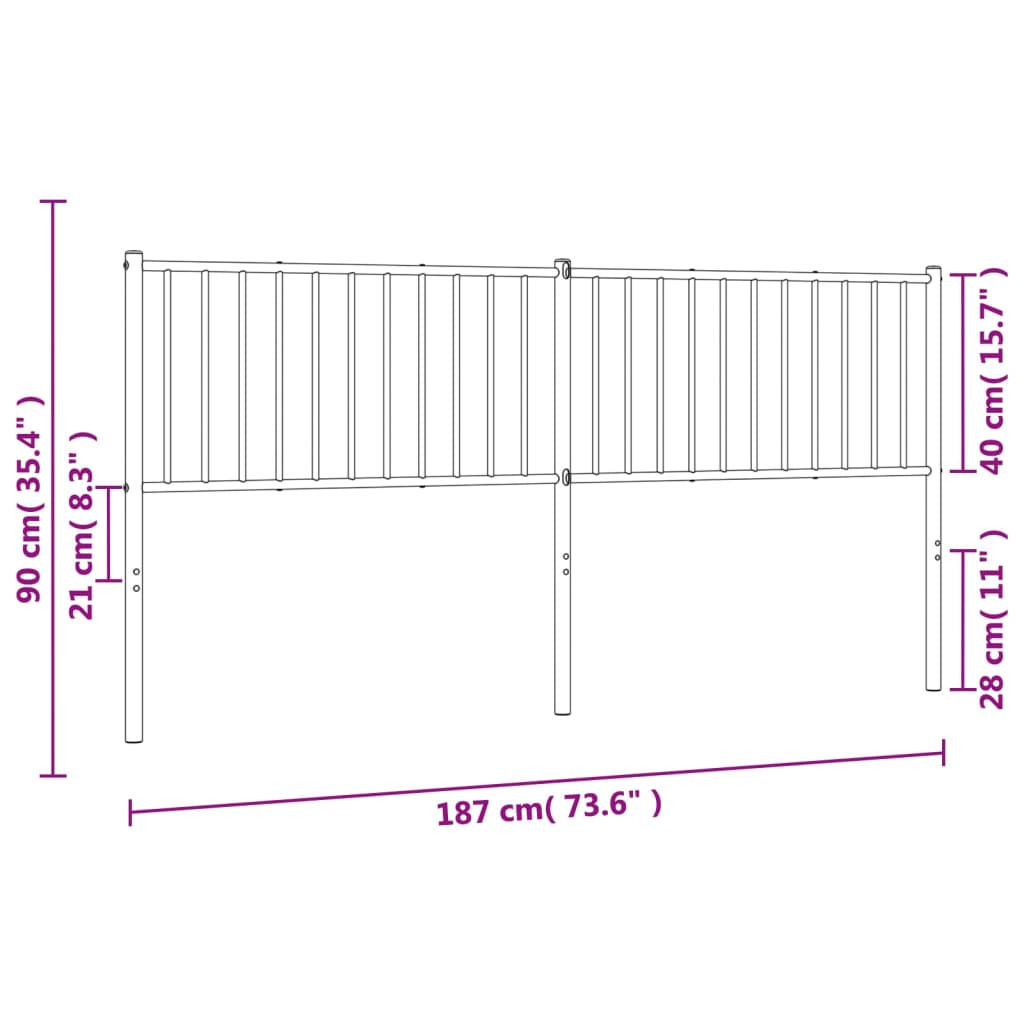 Testiera in Metallo Bianco 180 cm 350967