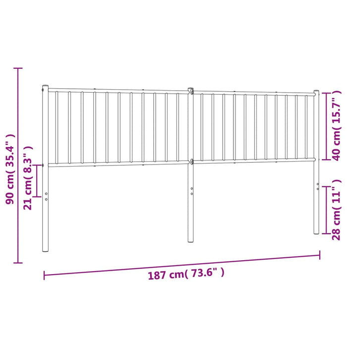 Testiera in Metallo Bianco 180 cm 350967