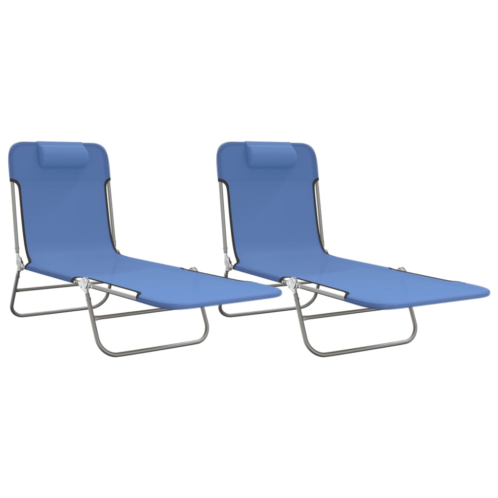 Lettini Prendisole 2 pz Blu in Textilene e Acciaio 360180