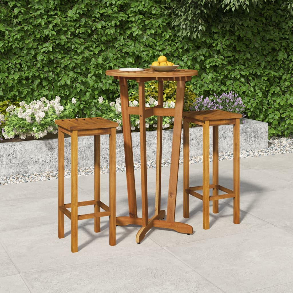 Set da Pranzo per Giardino 3 pz in Legno Massello di Acacia cod mxl 44427