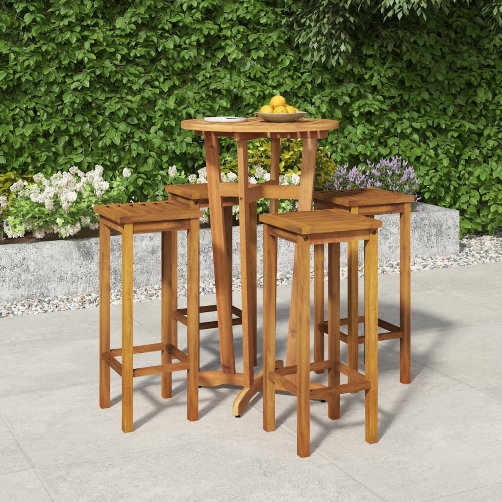 Set da Pranzo per Giardino 5 pz in Legno Massello di Acacia cod mxl 44428