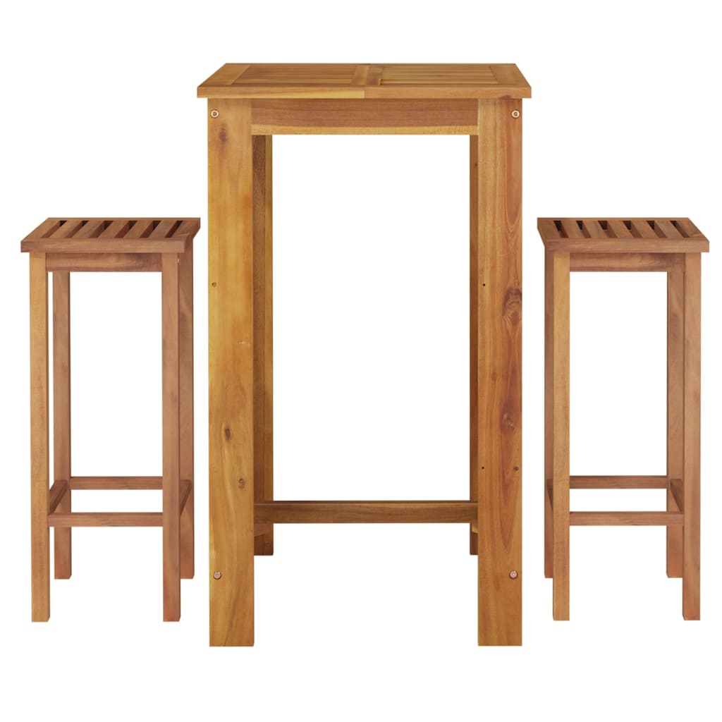 Set da Pranzo per Giardino 3 pz in Legno Massello di Acacia cod mxl 40035