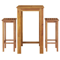 Set da Pranzo per Giardino 3 pz in Legno Massello di Acacia cod mxl 40035