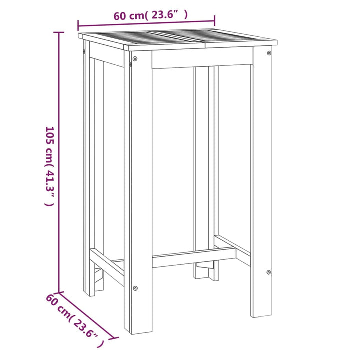 Set da Pranzo per Giardino 3 pz in Legno Massello di Acacia cod mxl 40035