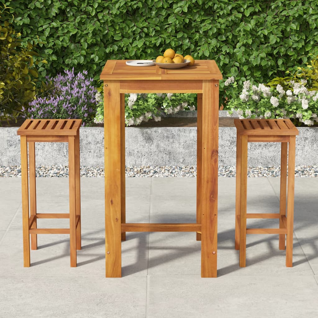 Set da Pranzo per Giardino 3 pz in Legno Massello di Acacia cod mxl 40035