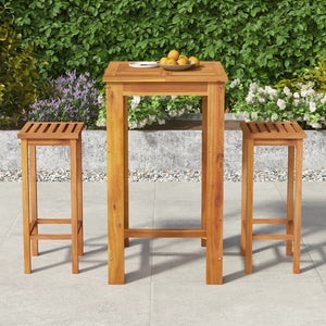 Set da Pranzo per Giardino 3 pz in Legno Massello di Acacia cod mxl 40035