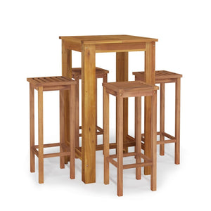 Set da Pranzo per Giardino 5 pz in Legno Massello di Acacia cod mxl 44433