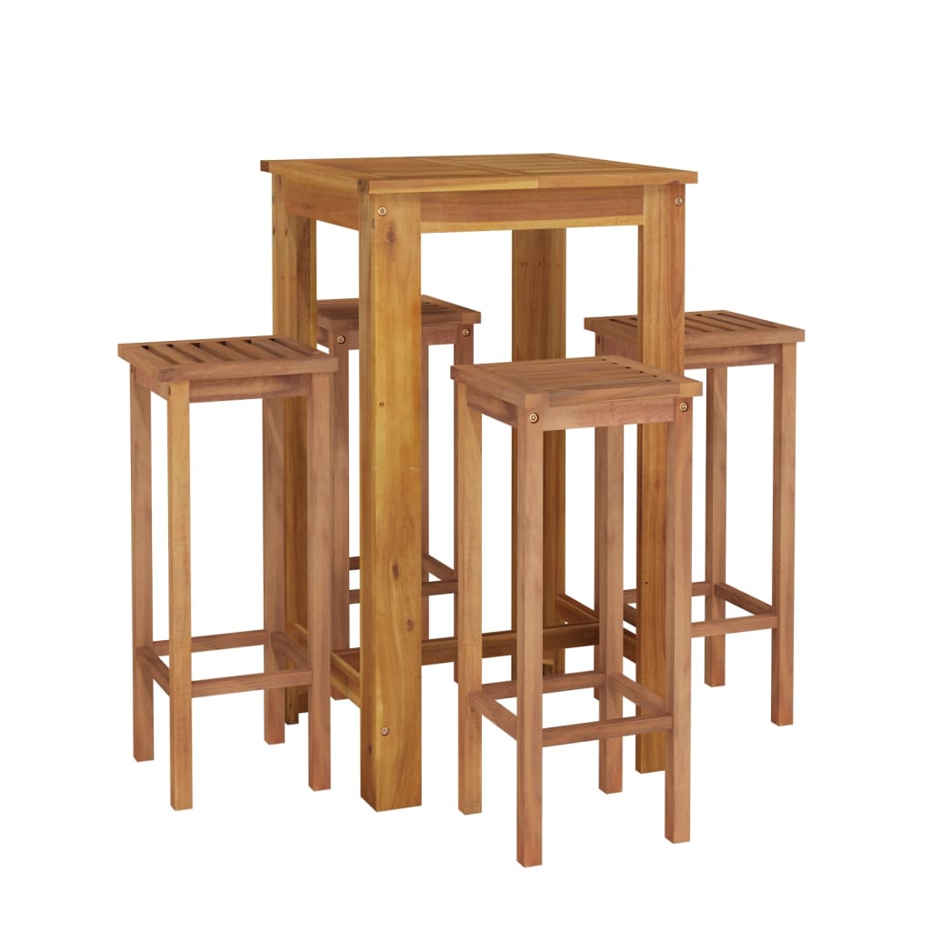 Set da Pranzo per Giardino 5 pz in Legno Massello di Acacia cod mxl 44433