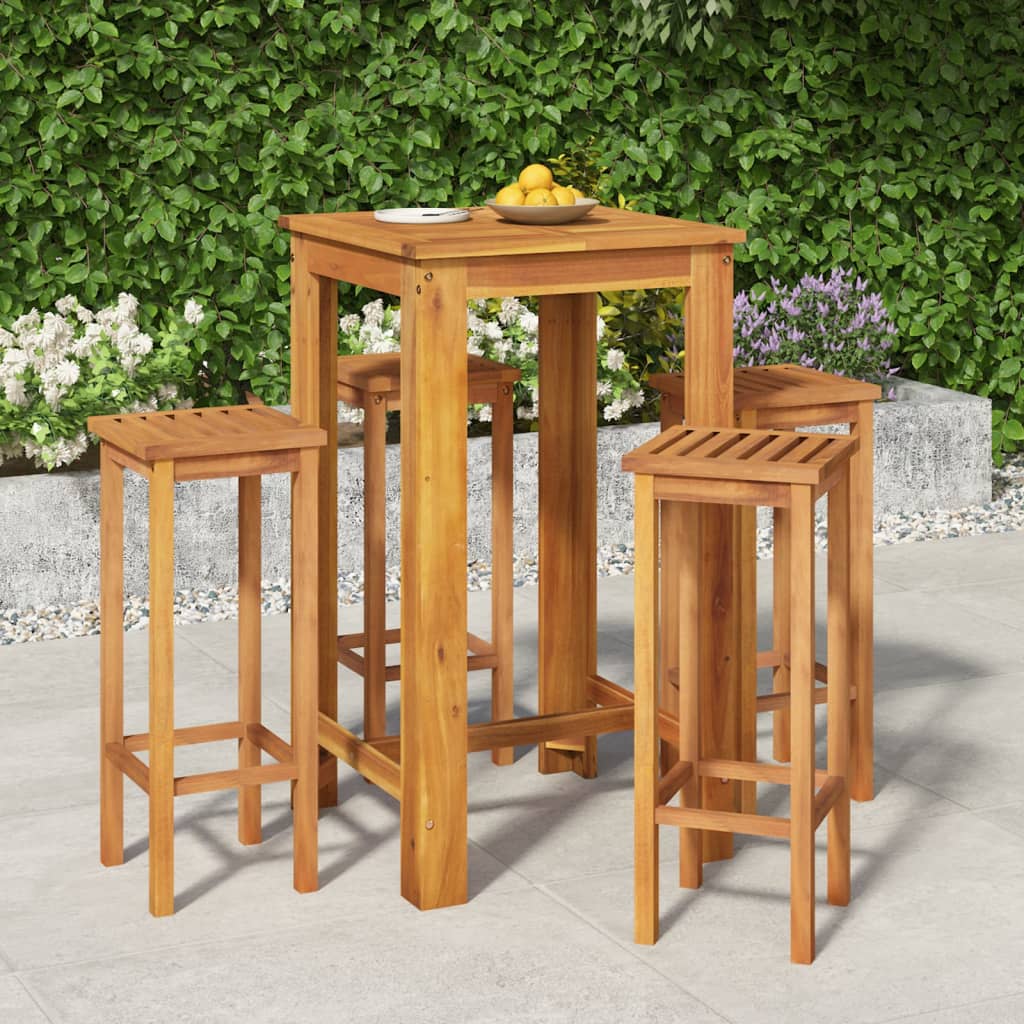 Set da Pranzo per Giardino 5 pz in Legno Massello di Acacia cod mxl 44433