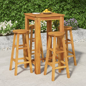 Set da Pranzo per Giardino 5 pz in Legno Massello di Acacia cod mxl 40038