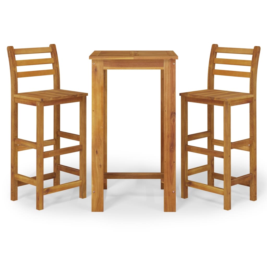 Set da Pranzo per Giardino 3 pz in Legno Massello di Acacia cod mxl 40039