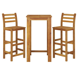 Set da Pranzo per Giardino 3 pz in Legno Massello di Acacia cod mxl 40039