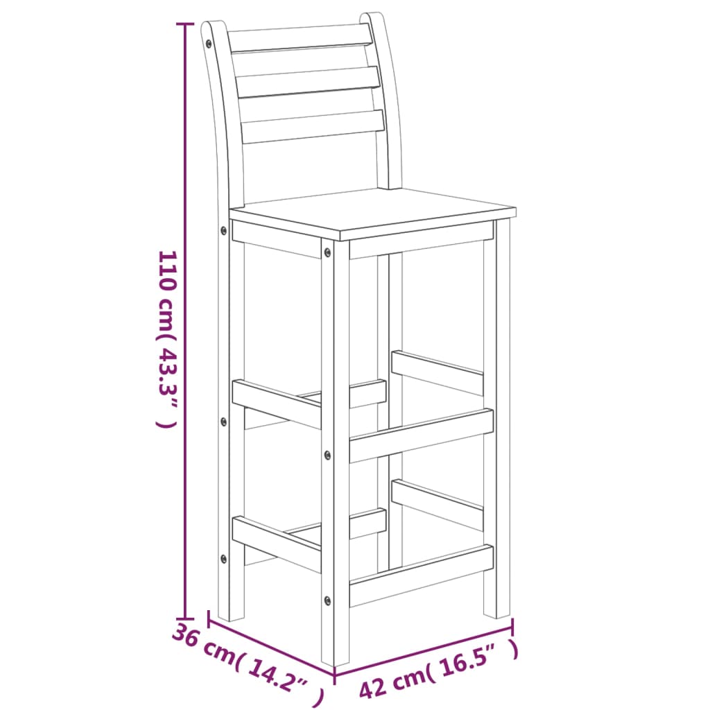 Set da Pranzo per Giardino 3 pz in Legno Massello di Acacia cod mxl 40039