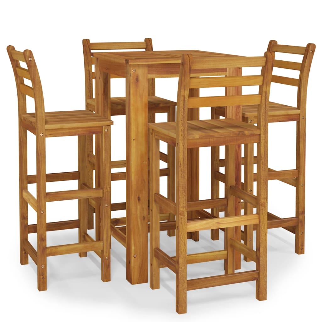 Set da Pranzo per Giardino 5 pz in Legno Massello di Acacia cod mxl 40040