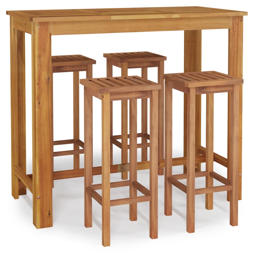 Set da Pranzo per Giardino 5 pz in Legno Massello di Acacia cod mxl 40041