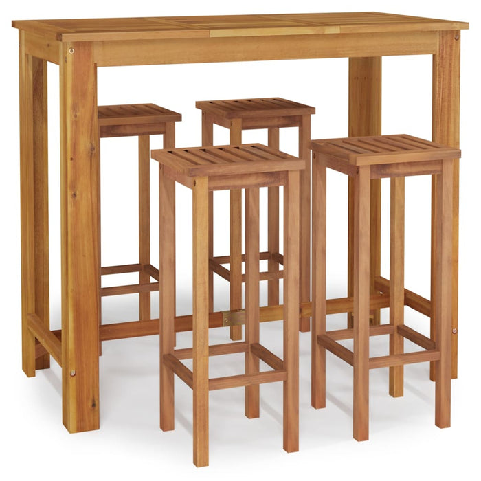 Set da Pranzo per Giardino 5 pz in Legno Massello di Acacia cod mxl 40041