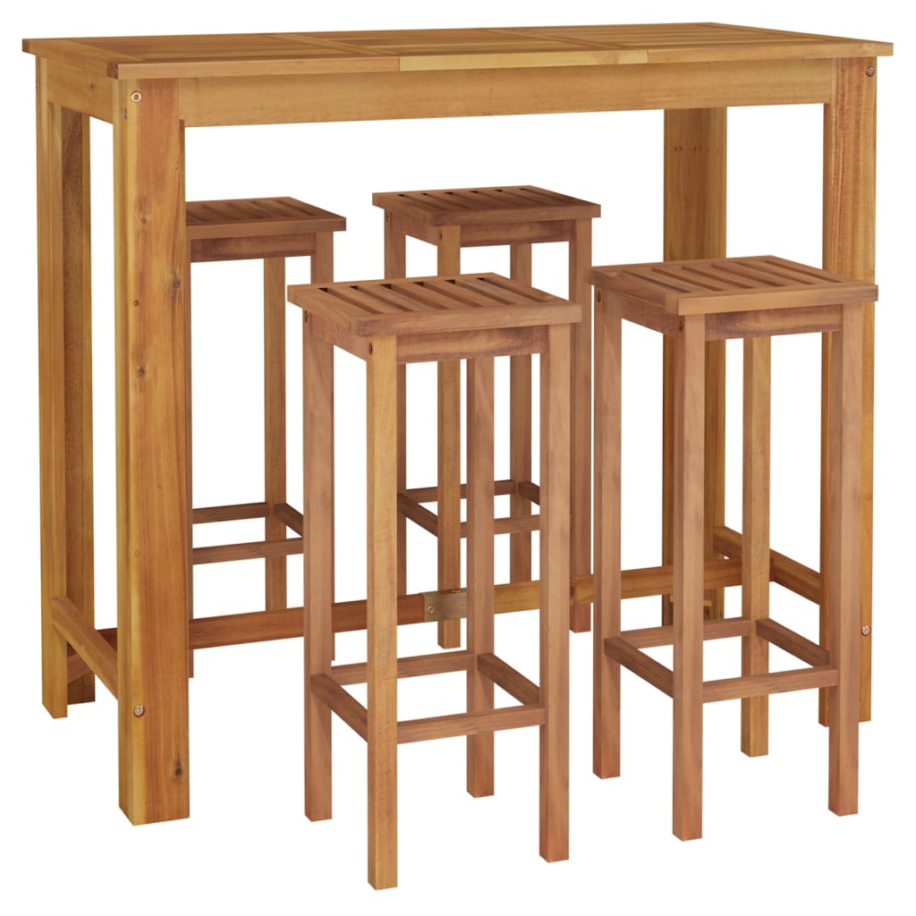 Set da Pranzo per Giardino 5 pz in Legno Massello di Acacia cod mxl 40041