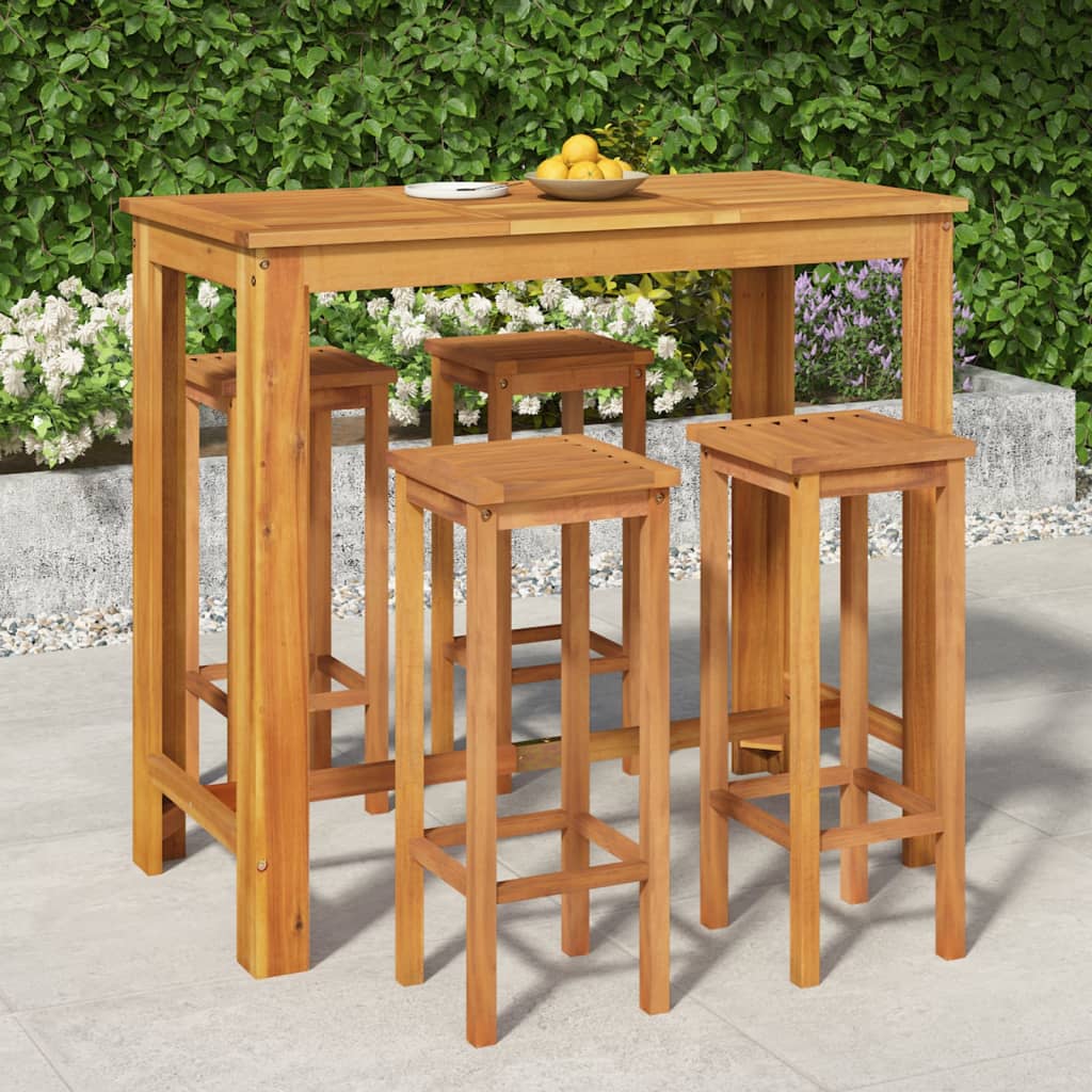 Set da Pranzo per Giardino 5 pz in Legno Massello di Acacia cod mxl 40041