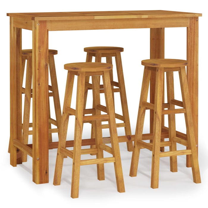 Set da Pranzo per Giardino 5 pz in Legno Massello di Acacia cod mxl 40036