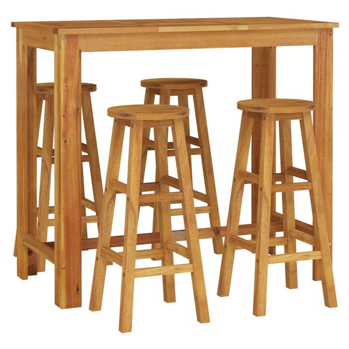 Set da Pranzo per Giardino 5 pz in Legno Massello di Acacia cod mxl 40036