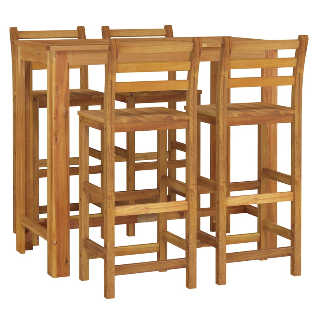 Set da Pranzo per Giardino 5 pz in Legno Massello di Acacia cod mxl 44437