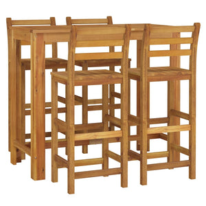 Set da Pranzo per Giardino 5 pz in Legno Massello di Acacia cod mxl 44437