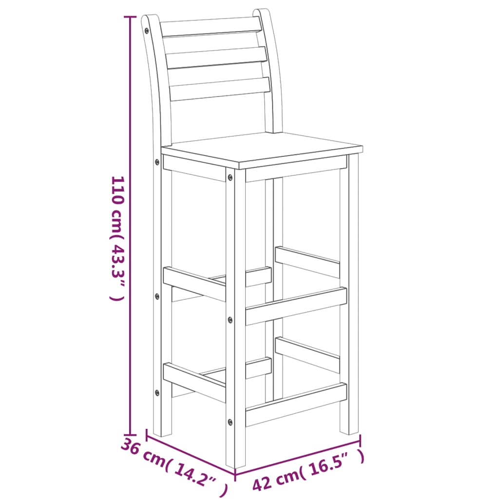 Set da Pranzo per Giardino 5 pz in Legno Massello di Acacia cod mxl 44437