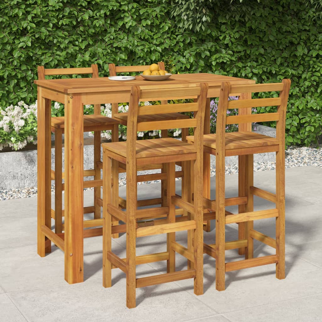 Set da Pranzo per Giardino 5 pz in Legno Massello di Acacia cod mxl 44437