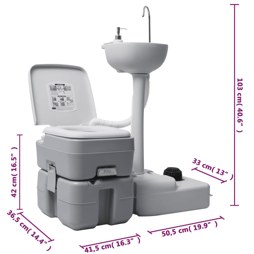 Set Toilette Portatile Campeggio Supporto Lavamani Tanica Acqua 3154905