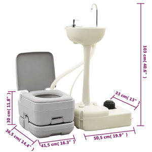 Set Toilette Portatile Campeggio Supporto Lavamani Tanica Acqua cod mxl 63428