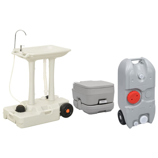 Set Toilette Portatile Campeggio Supporto Lavamani Tanica Acqua cod mxl 58374