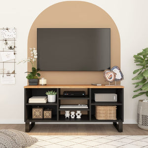 Mobile TV 100x33x46cm Legno Massello Acacia e Legno Multistrato 351967