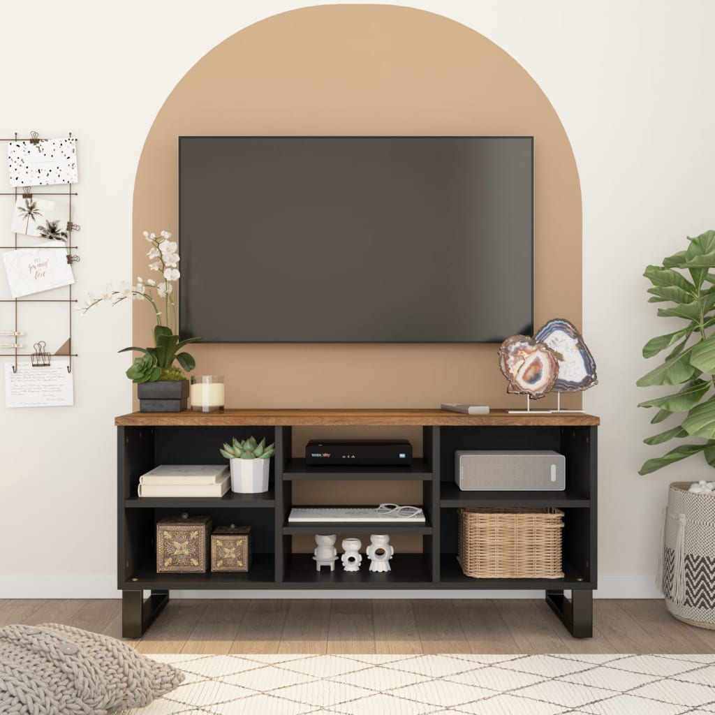 Mobile TV 100x33x46cm Legno Massello Mango e Legno Multistrato 351969