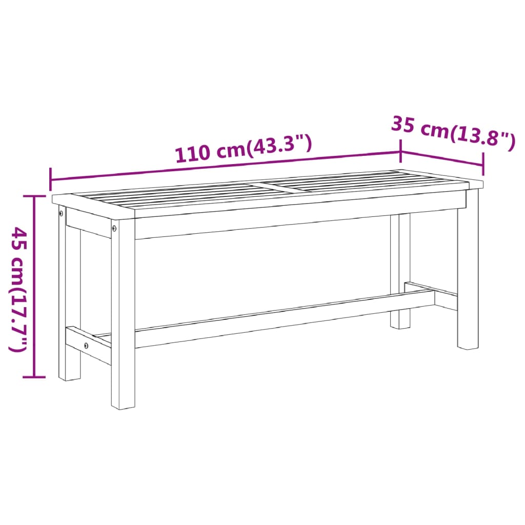 Panca da Giardino 110x35x45 cm in Legno Massello di Acacia 319419