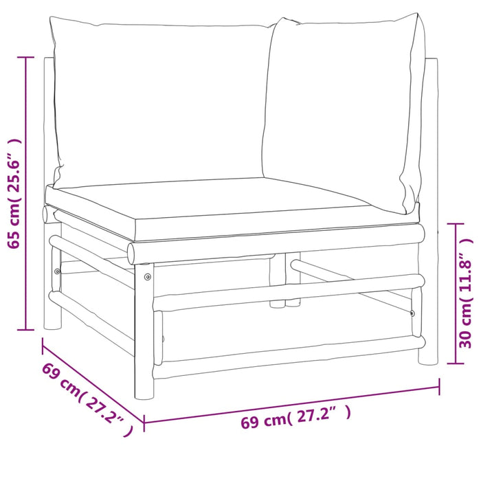 Set Salotto da Giardino 2pz con Cuscini Grigio Chiaro Bambù 362276