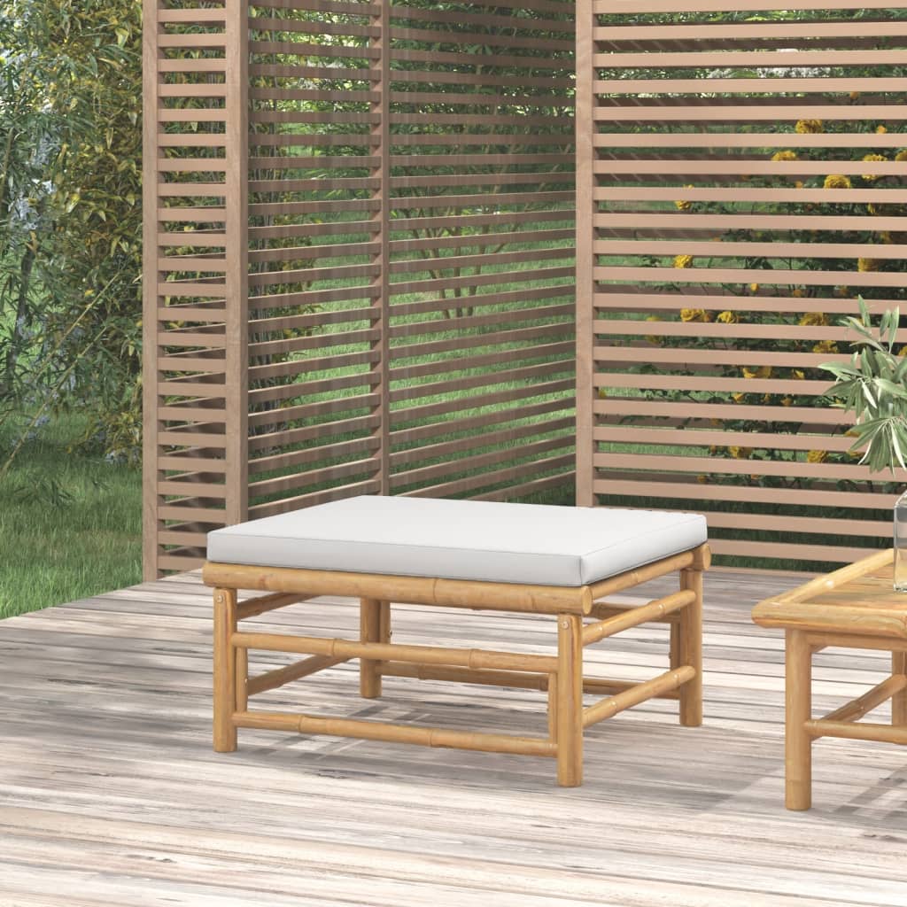 Poggiapiedi da Giardino con Cuscino Grigio Chiaro in Bambùcod mxl 118648