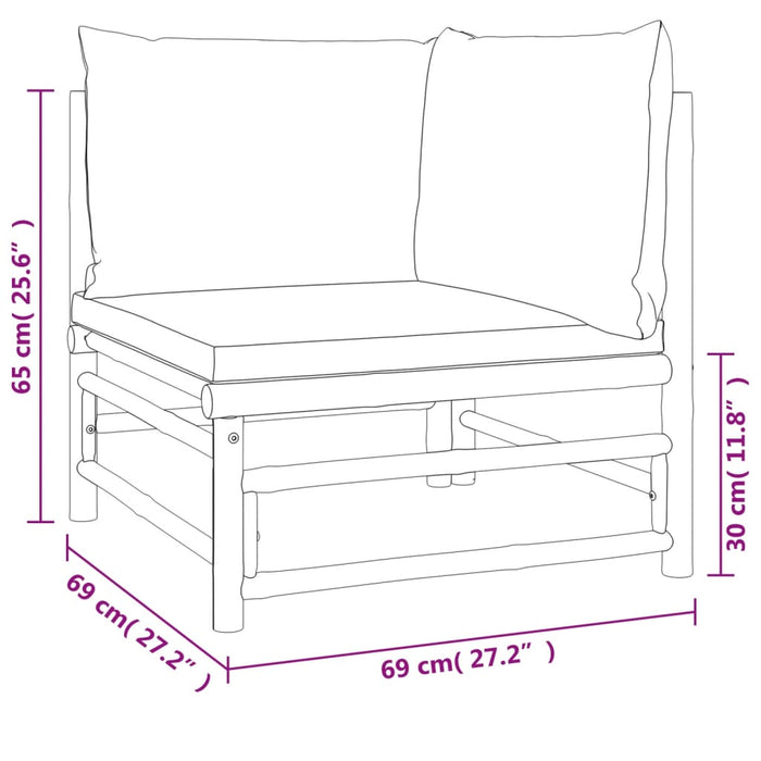 Set Salotto da Giardino 2pz con Cuscini Verdi Bambù 362292