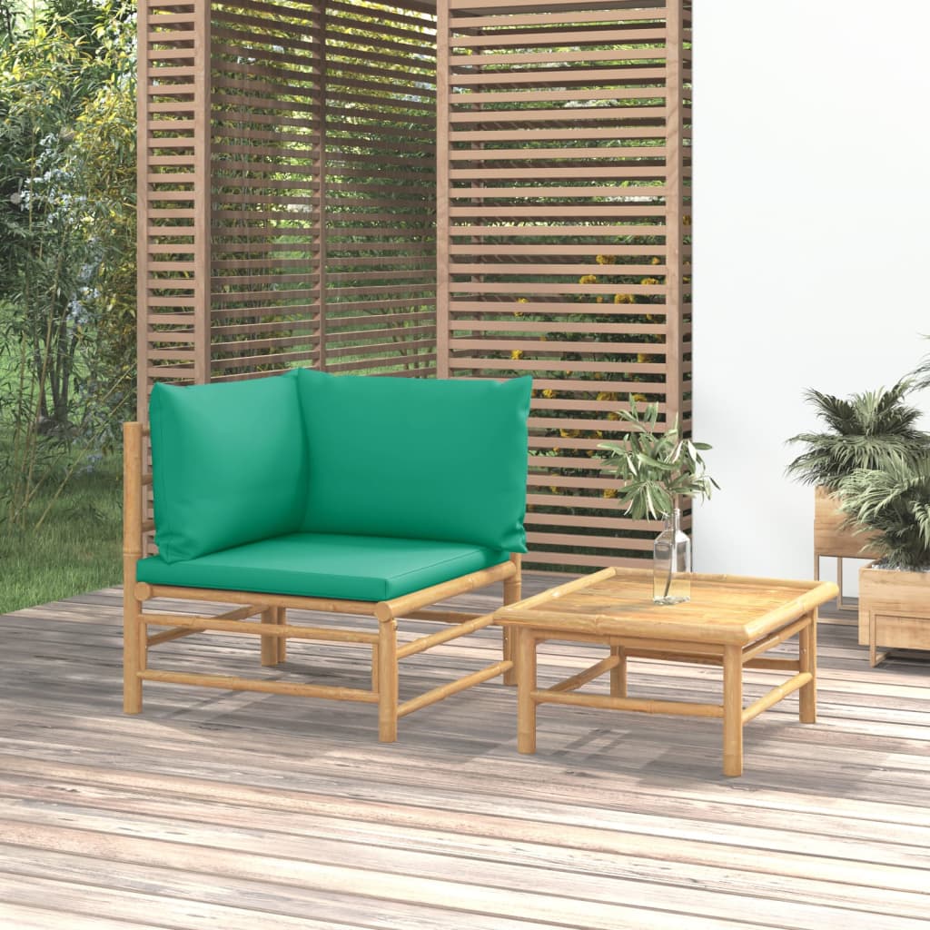 Set Salotto da Giardino 2pz con Cuscini Verdi Bambù 362292