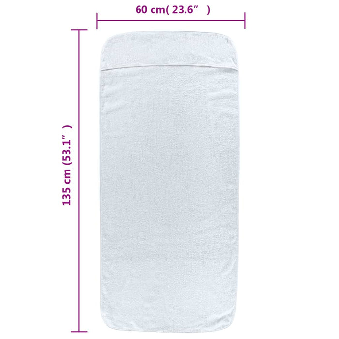 Asciugamani da Spiaggia 2 pz Bianchi 60x135 cm Tessuto 400 GSM 362669