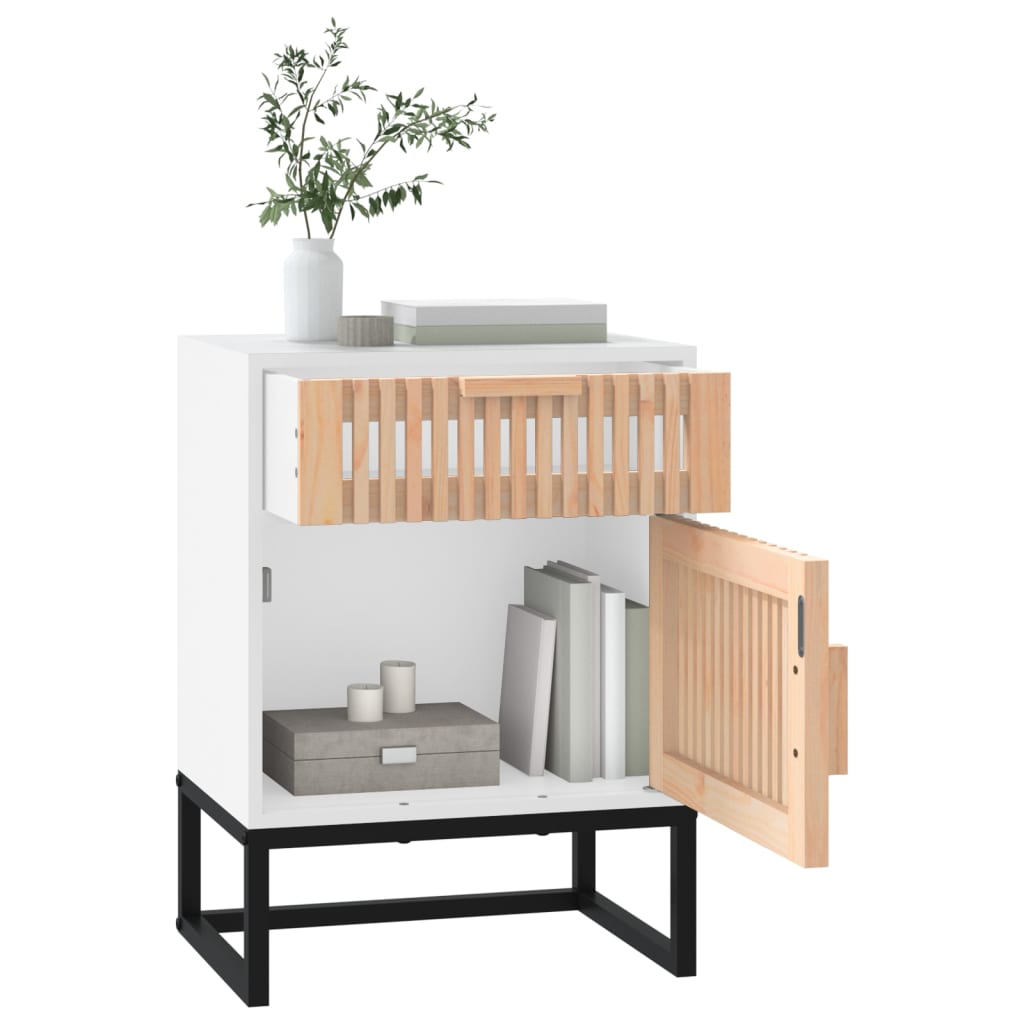 Comodini 2 pz Bianchi 40x30x55,5 cm Legno Multistrato e Ferro 352092