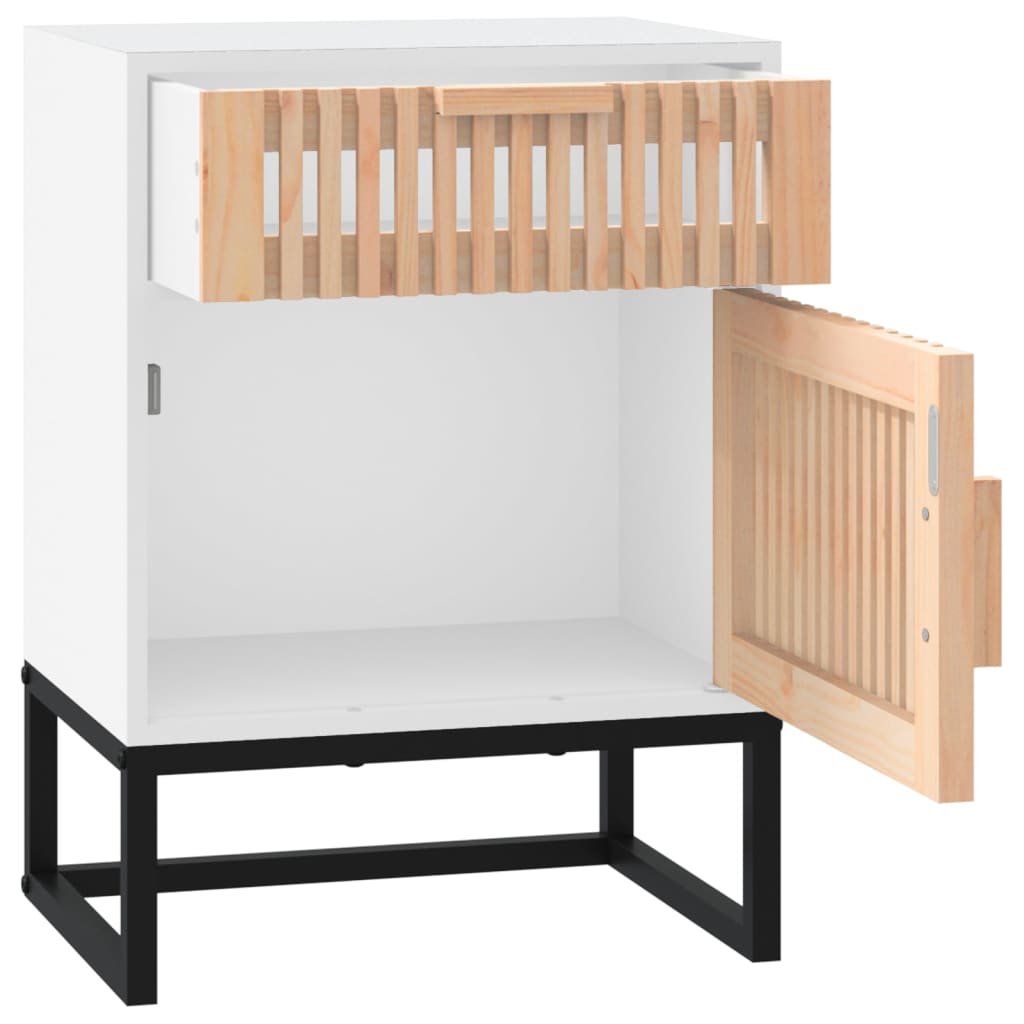 Comodini 2 pz Bianchi 40x30x55,5 cm Legno Multistrato e Ferro 352092