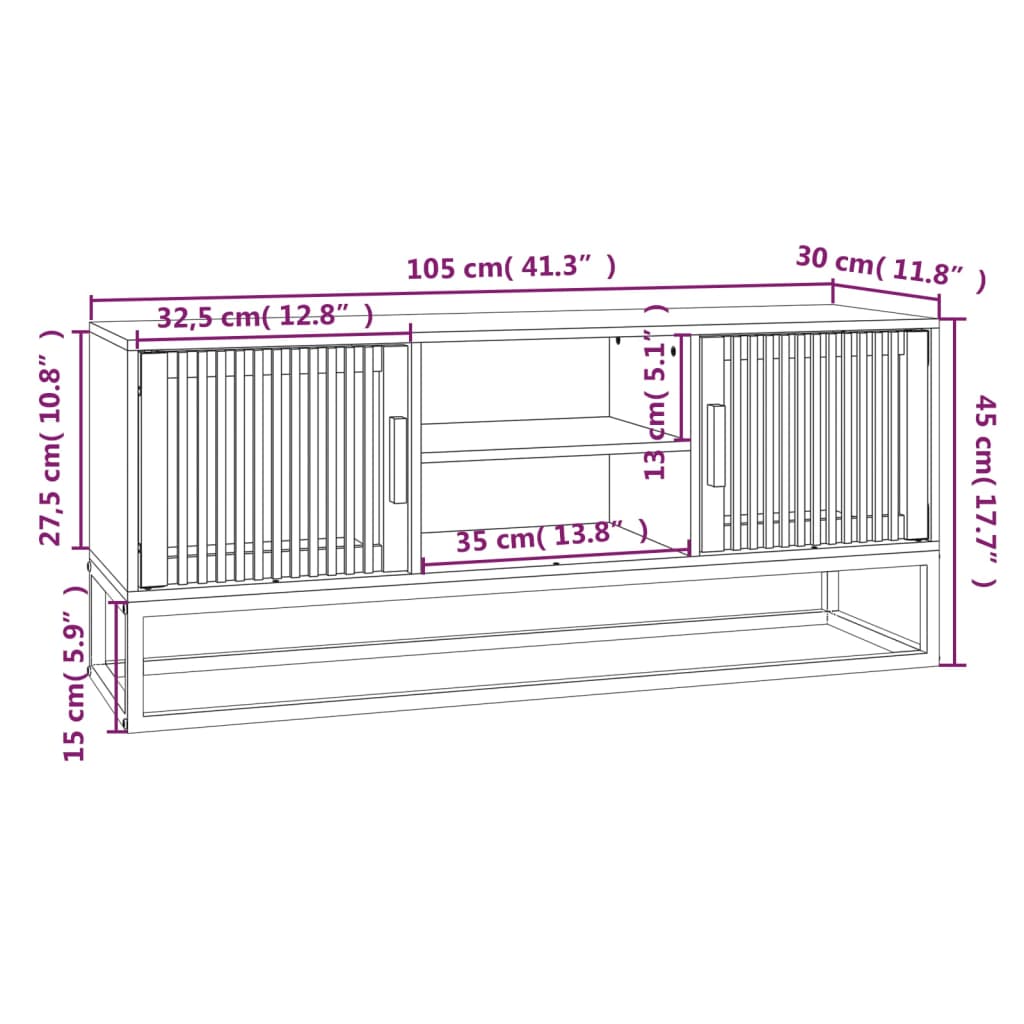 Mobile Porta TV Nero 105x30x45 cm in Legno Multistrato e Ferro 352098