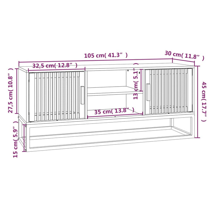 Mobile Porta TV Nero 105x30x45 cm in Legno Multistrato e Ferro 352098